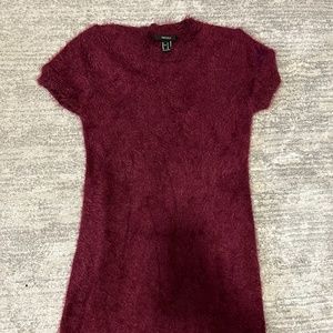 Burgundy Fuzzy Bodycon Mini Dress (New w/o Tag)